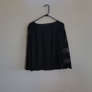 Banana Republic Black Boxy 3/4 Sleeve Top
